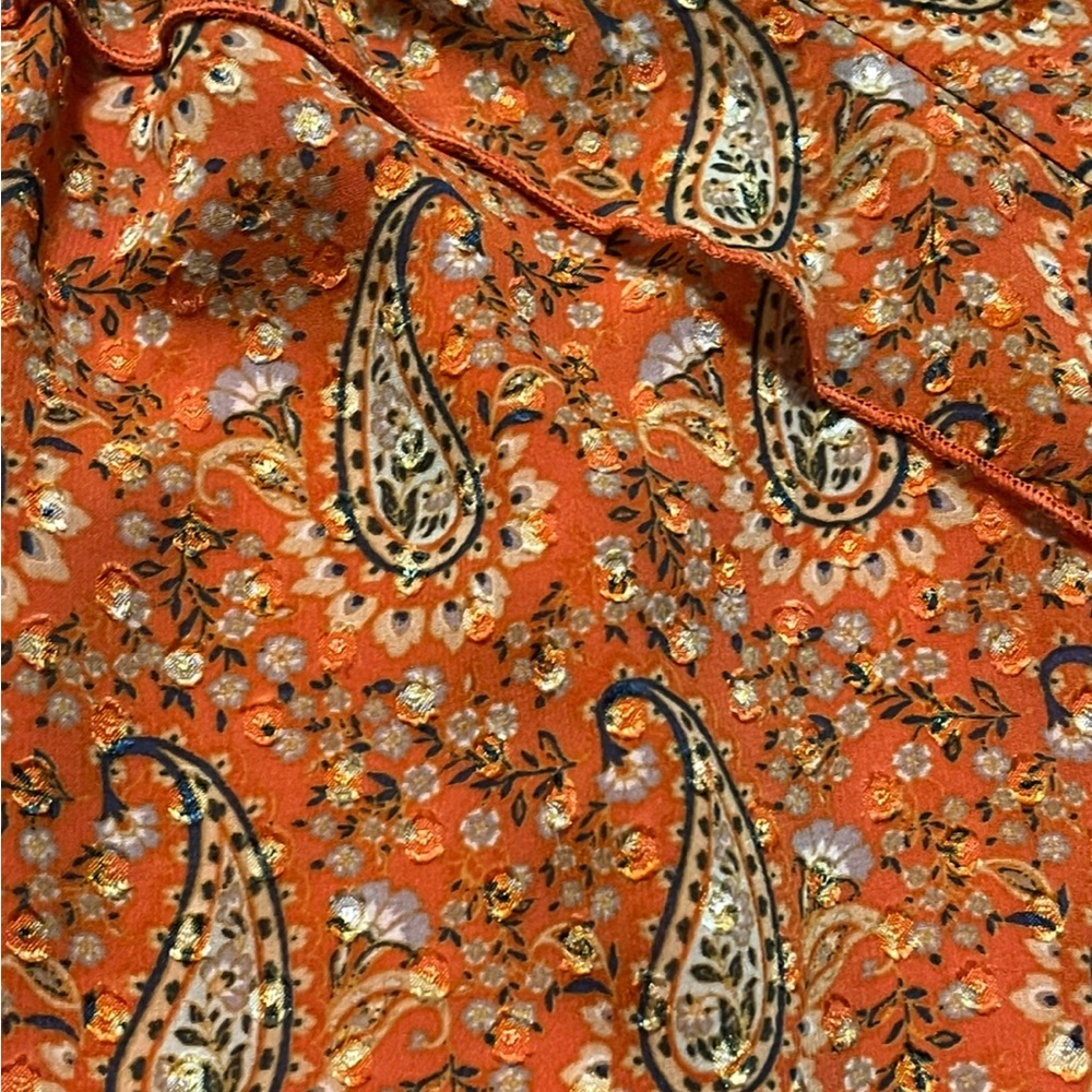 DR2 Women's Blouse with Paisley Design - Rust/Orange New With Tags- Large - Picture 2 of 5